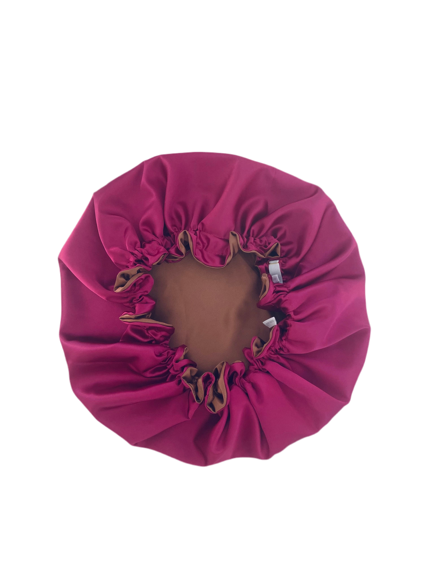 OVERSIZED HAIR BONNET ADJUSTABLE SATIN - PINK & CHOCOLATE BROWN