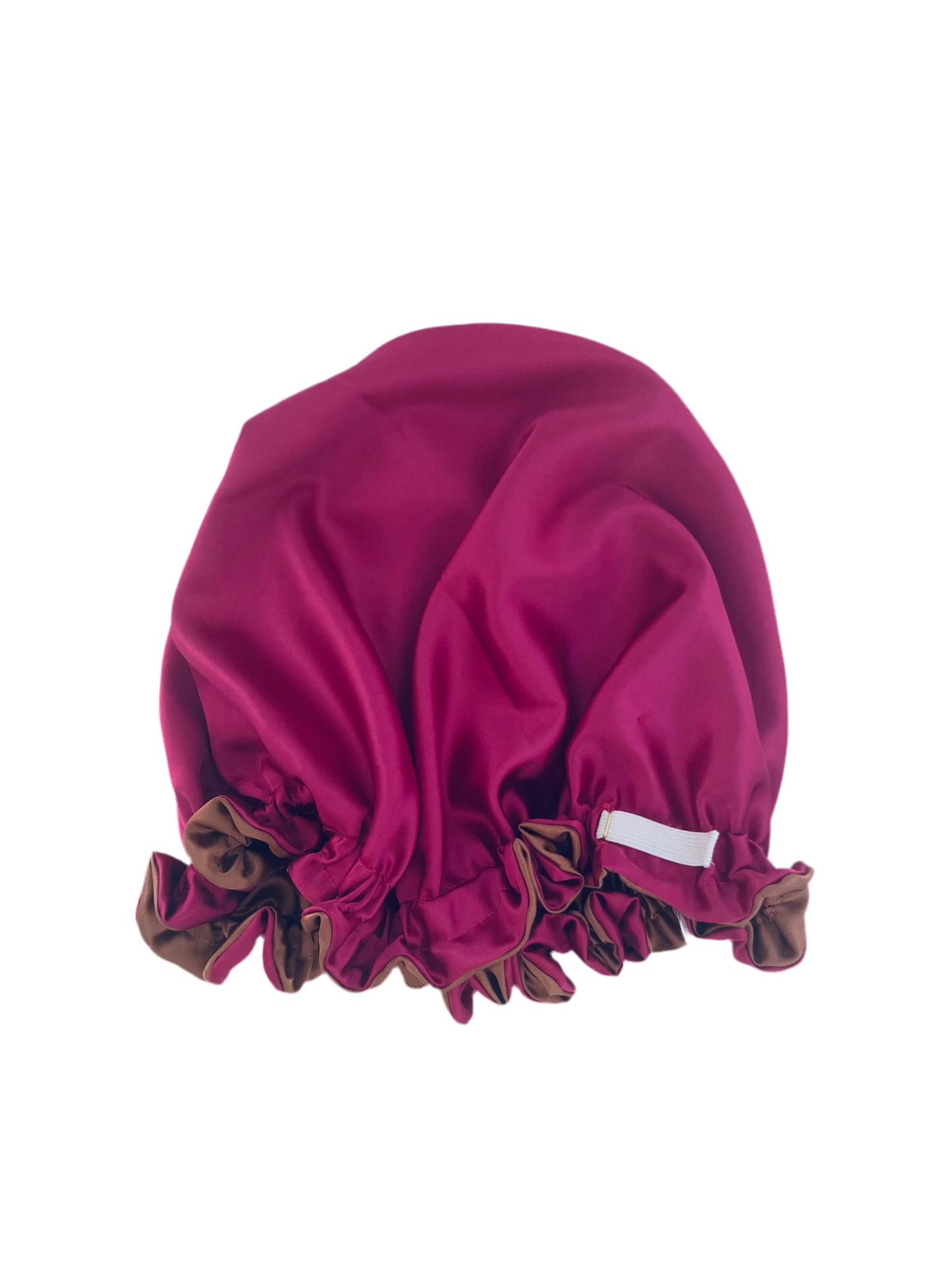 OVERSIZED HAIR BONNET ADJUSTABLE SATIN - PINK & CHOCOLATE BROWN