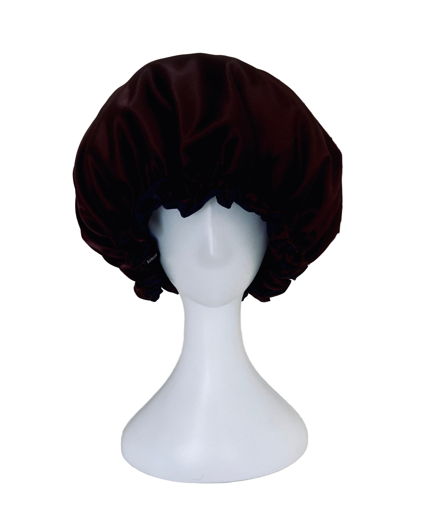 OVERSIZED ADJUSTABLE HAIR BONNET SATIN - DARK CHOCOLATE & BLACK