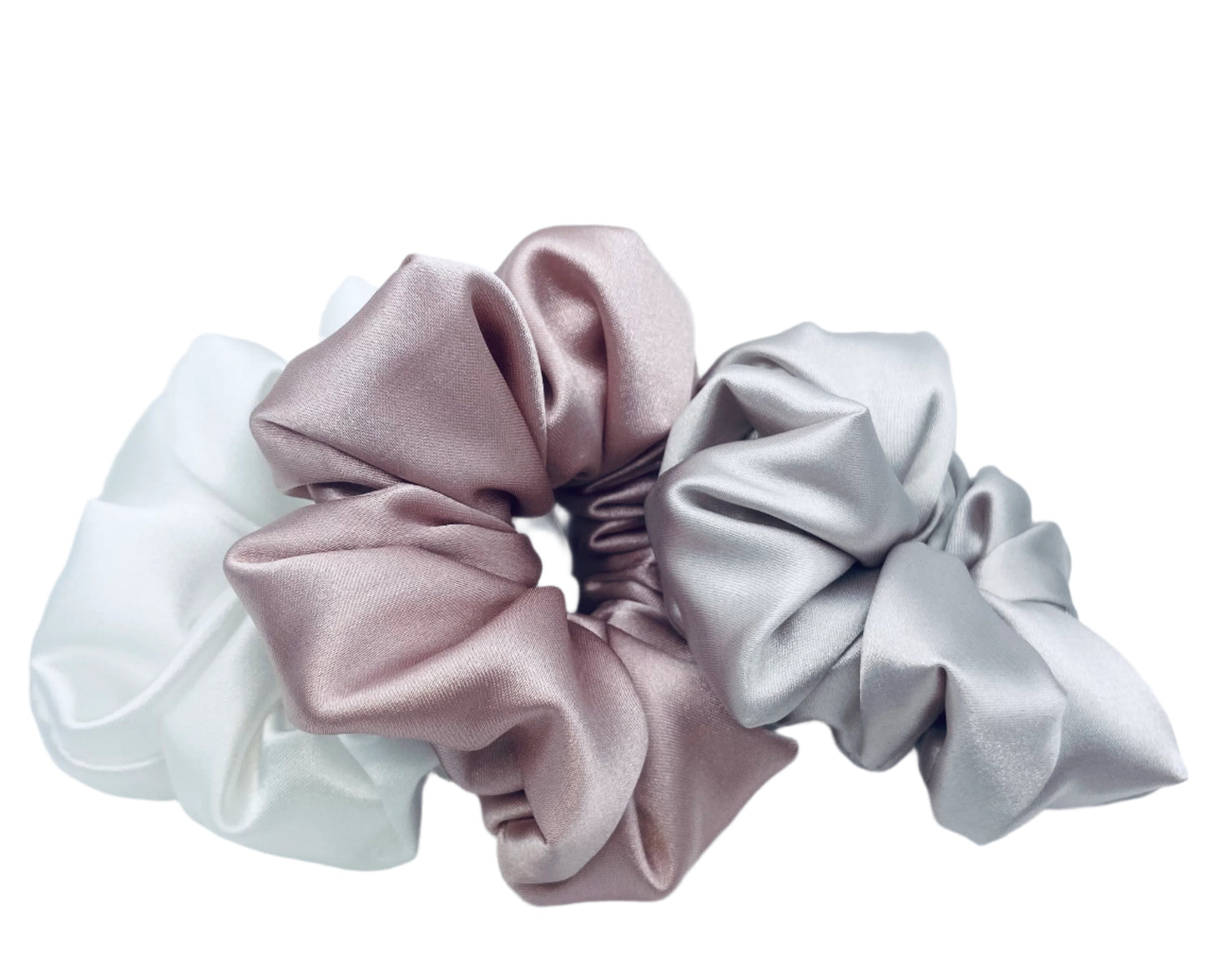 Premium Satin White Scrunchie