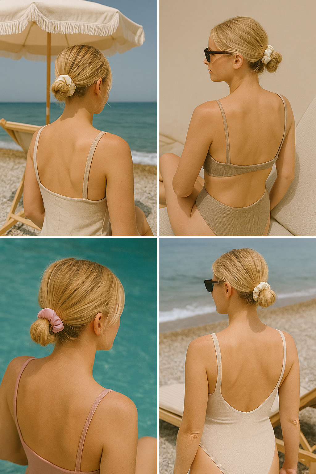 swimming scrunchie designed to handle water while feeling soft on your hair
