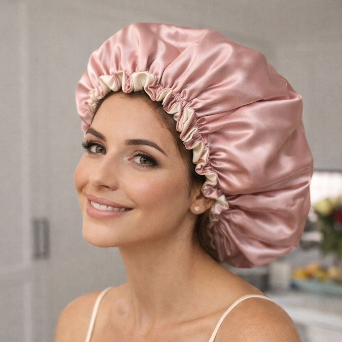 Satin sleep bonnets for overnight hair care by BUNLUV
