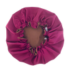 OVERSIZED HAIR BONNET ADJUSTABLE SATIN - PINK & CHOCOLATE BROWN