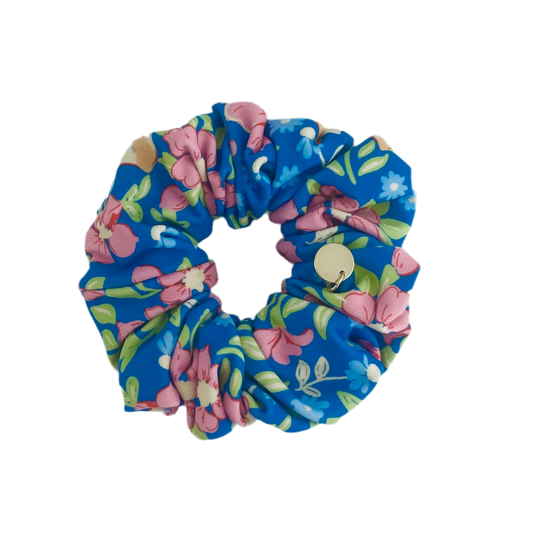 Blue Floral Swim Scrunchie