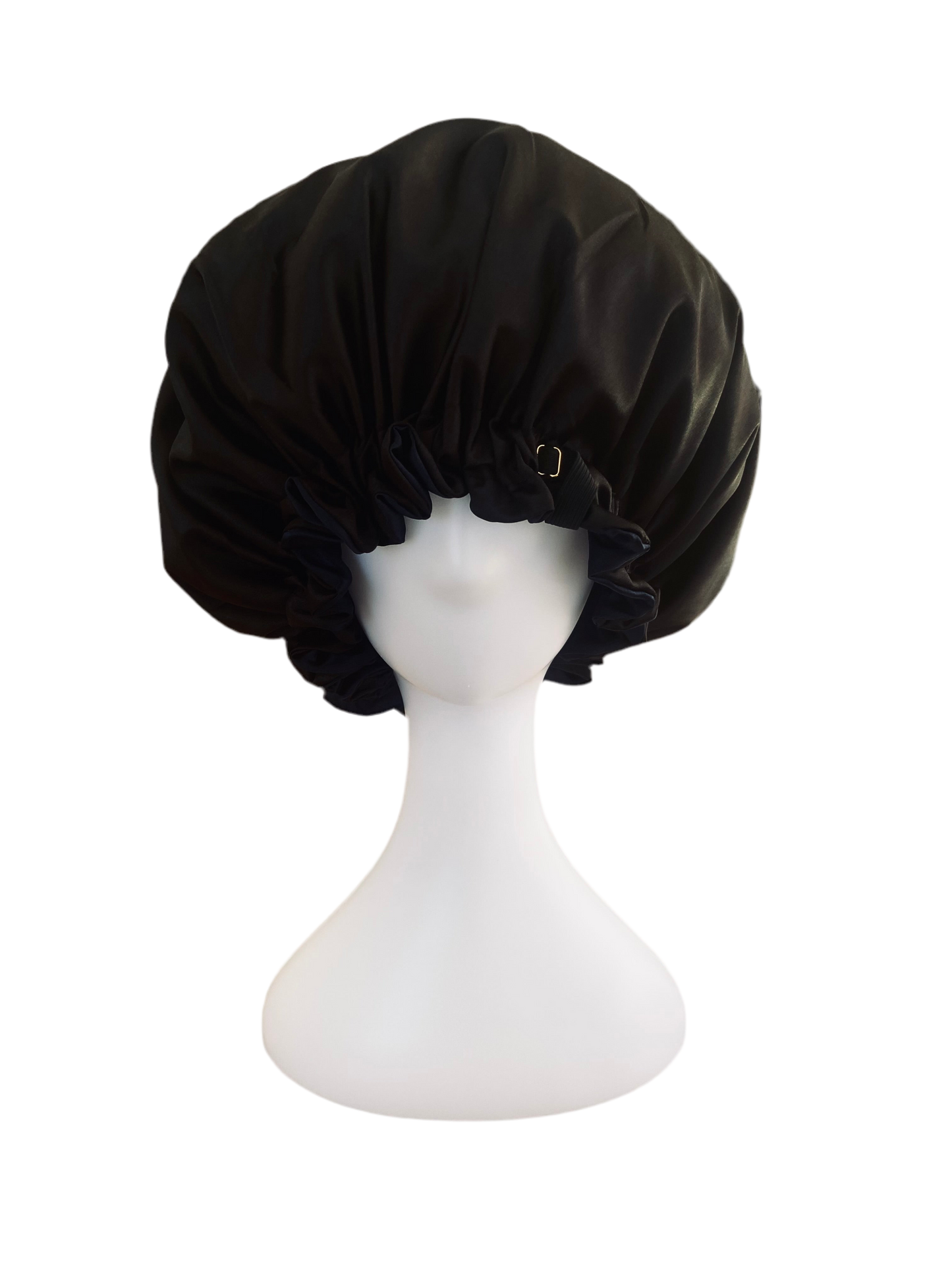 OVERSIZED ADJUSTABLE HAIR BONNET SATIN - BLACK