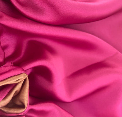 OVERSIZED HAIR BONNET ADJUSTABLE SATIN - PINK & CHOCOLATE BROWN