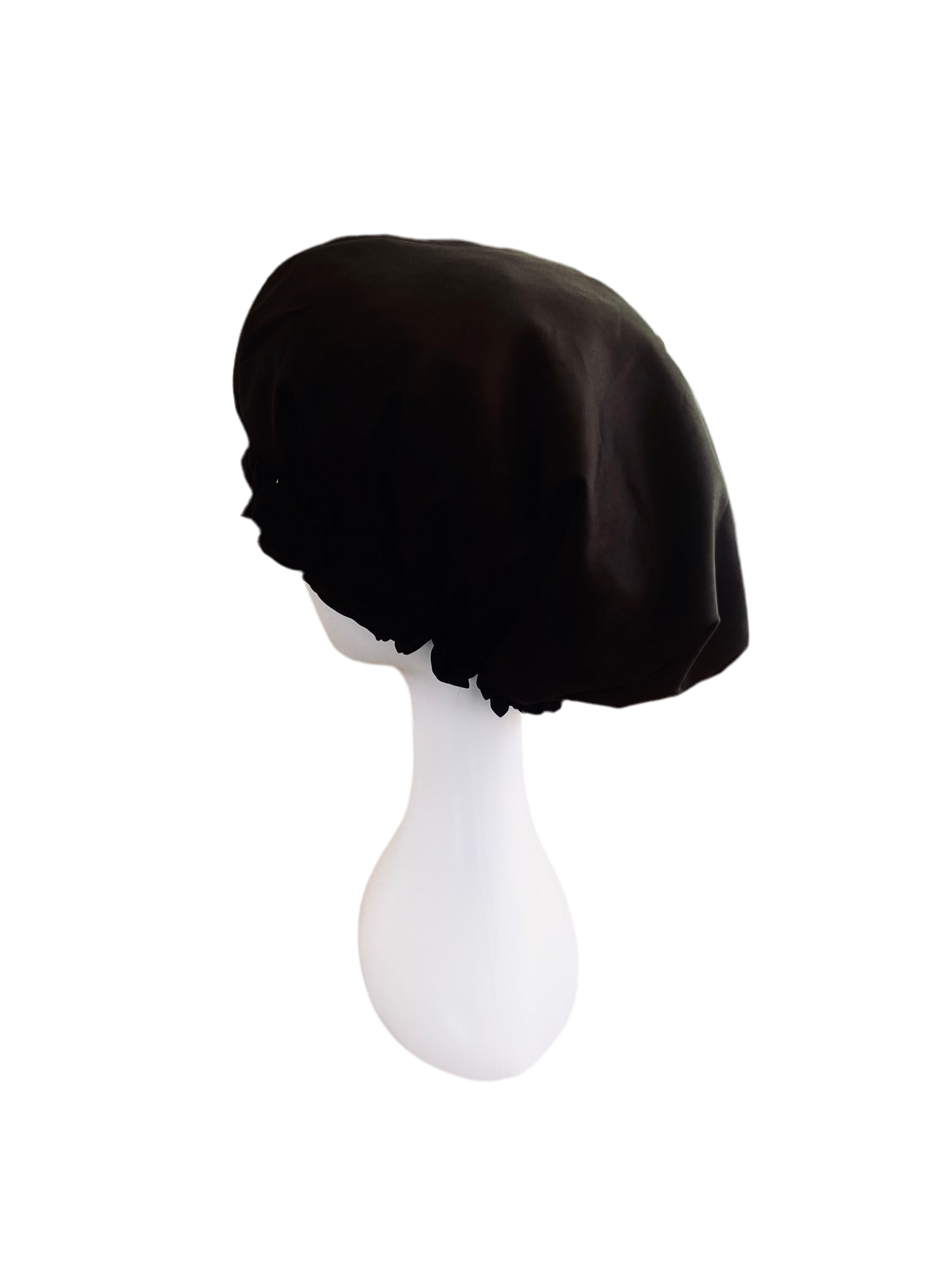 OVERSIZED ADJUSTABLE HAIR BONNET SATIN - BLACK