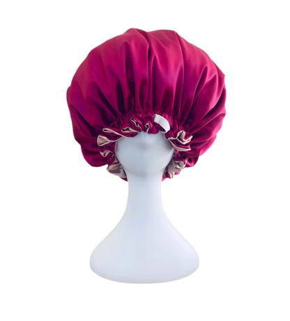 OVERSIZED HAIR BONNET ADJUSTABLE SATIN - PINK & HOT PINK