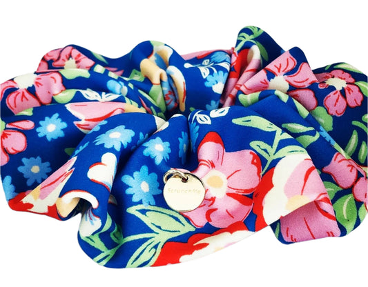 Blue Floral Swim Scrunchie