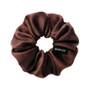 A BUNLUV rosewood brown mulberry silk scrunchie with a black brand label reading 'BUNLUV' on a clean white background.