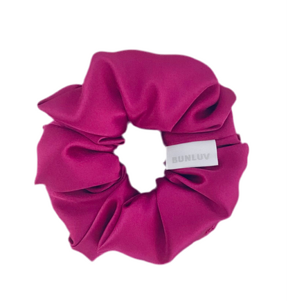 Hot pink SmartCore BUNLUV scrunchie on white background 