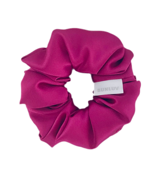 Hot pink SmartCore BUNLUV scrunchie on white background 
