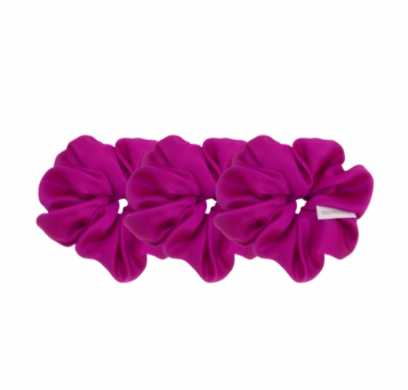 SET of 3 Silk SmartCore Scrunchies - Soft Styling Essentials - Hot Pink
