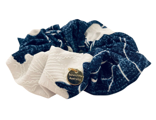 Blue & White Swim Scrunchie