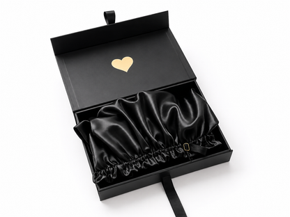 Oversized Satin Sleep Bonnet – Black