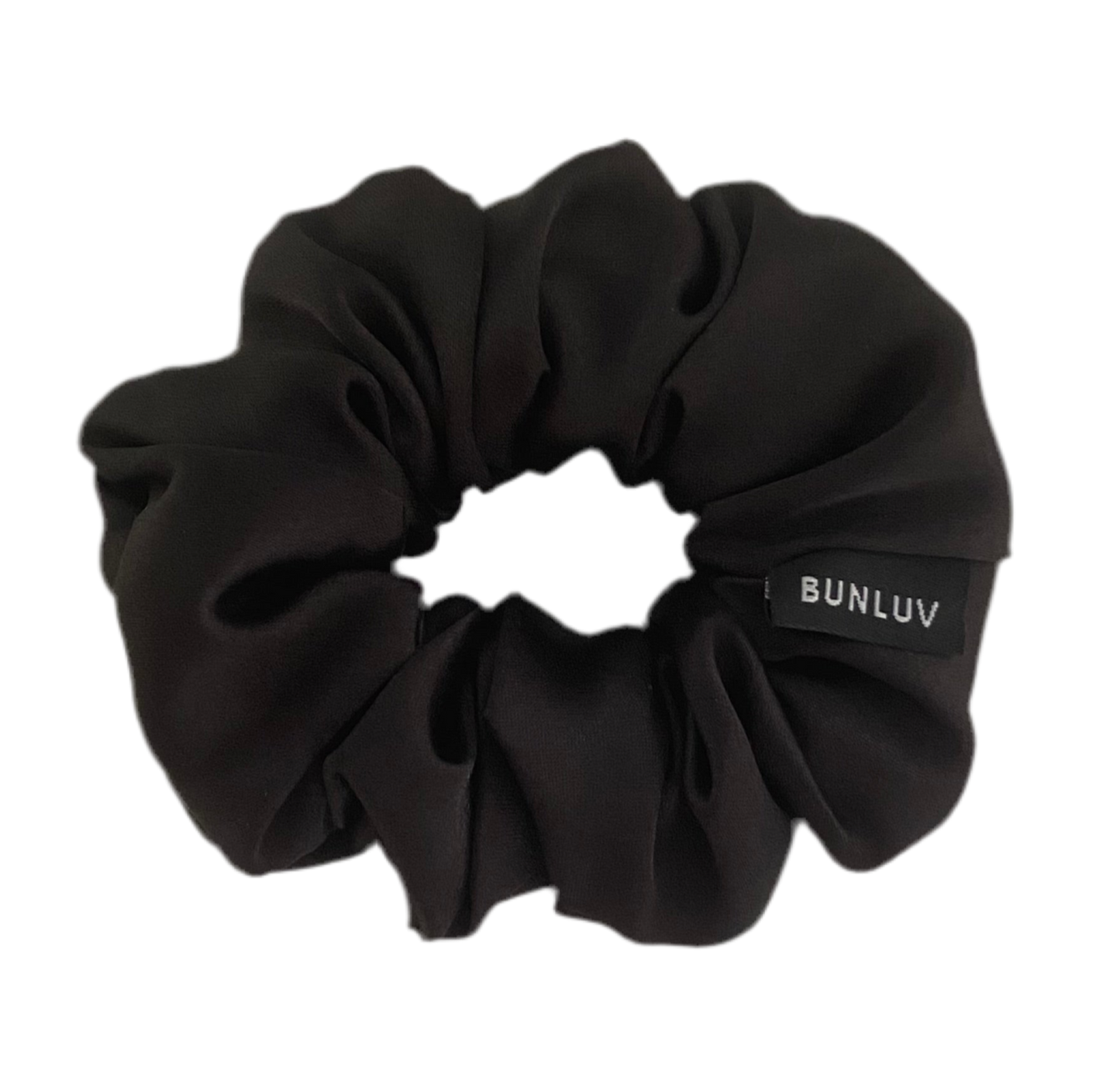 BUNLUV mulberry silk spiral scrunchie in black, SmartCore 