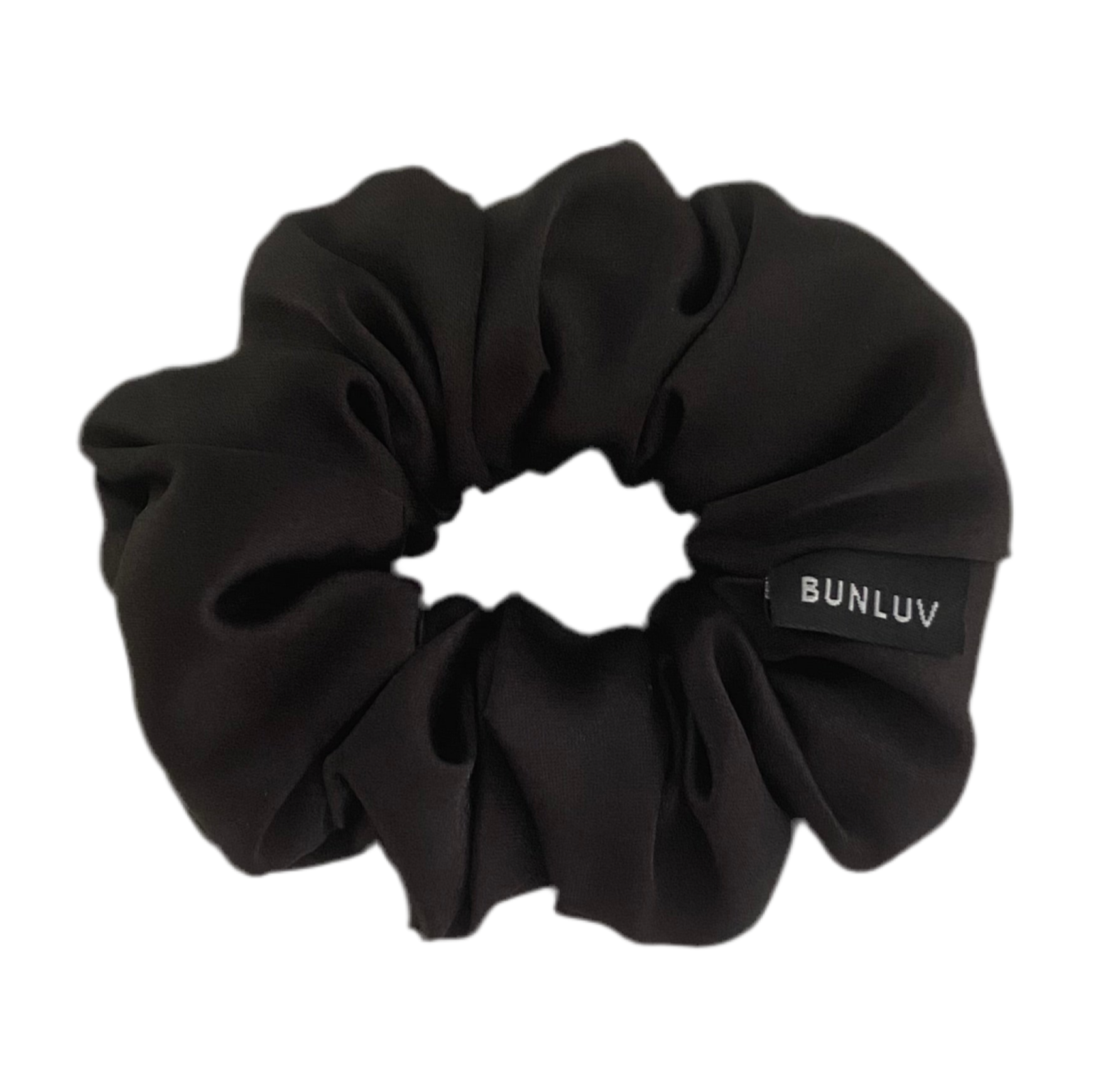 BUNLUV mulberry silk spiral scrunchie in black, SmartCore 
