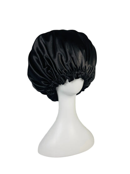 BUNLUV Bonnet Black Satin Side View