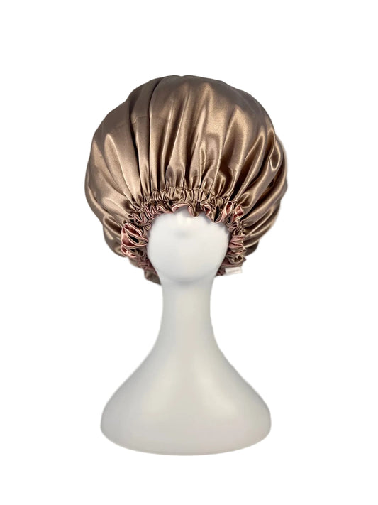 BUNLUV Bonnet Pink & Fog Satin (Fog side showing on mannequin)