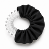 Black active scrunchie with spiral showing on a white background