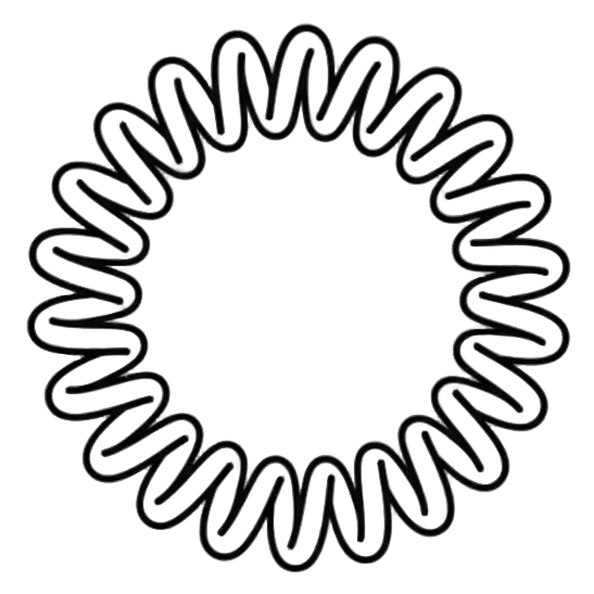 Black spiral hair tie on a transparent  background