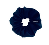 Navy blue SmartCore BUNLUV scrunchie satin on white background 