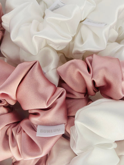 Premium Satin Rose Beige Scrunchie