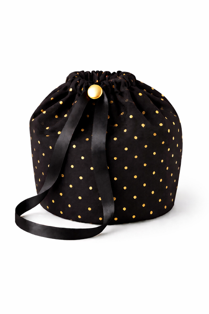 Oversized Adjustable Satin Sleep Bonnet - Black