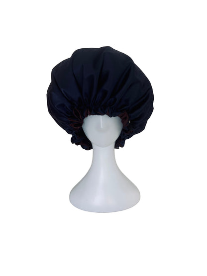 OVERSIZED ADJUSTABLE HAIR BONNET SATIN - DARK CHOCOLATE & NAVY
