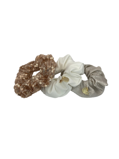 SET of 3 SmartCore Scrunchies - Soft Styling Sparkle Essentials