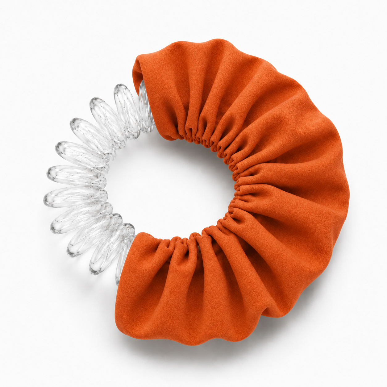 BUNLUV Orange school smartcore spiral scrunchie with spiral showing