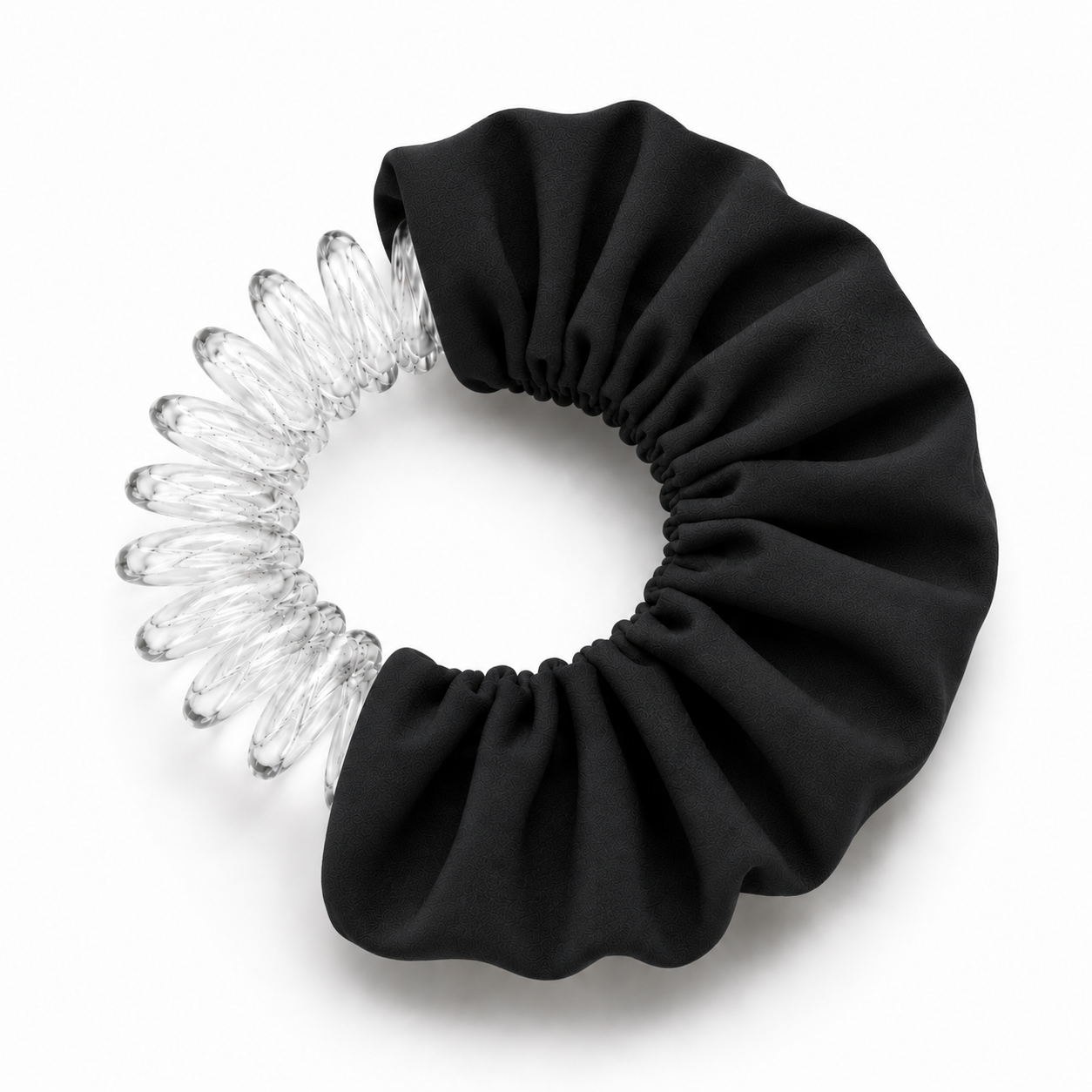BUNLUV Black school smartcore spiral scrunchie with spiral on display