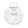 White scrunchie on a white background with 'BUNLUV' packaging.