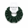 Green scrunchie on a white background with 'BUNLUV' label.