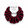 Maroon scrunchie on a white background with 'BUNLUV' packaging.