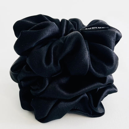 Set of 3 black mulberry silk bunluv smartcore scrunchies no box